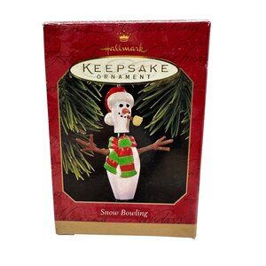 Vintage Hallmark 1997 Keepsake Ornament Snow Bowling Pin Snowman QX6395